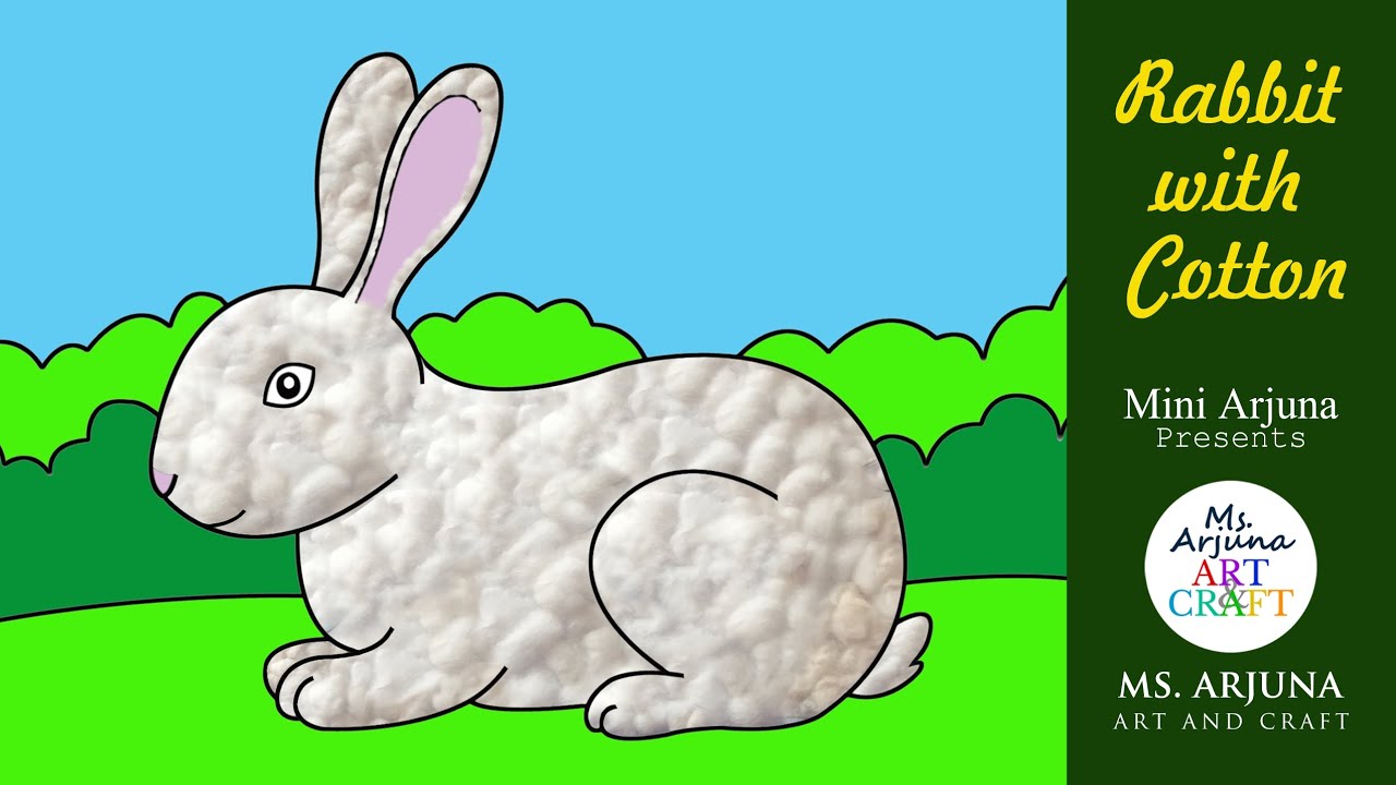 How to make Rabbit with Cotton | Cotton craft | Cotton pasting Activity