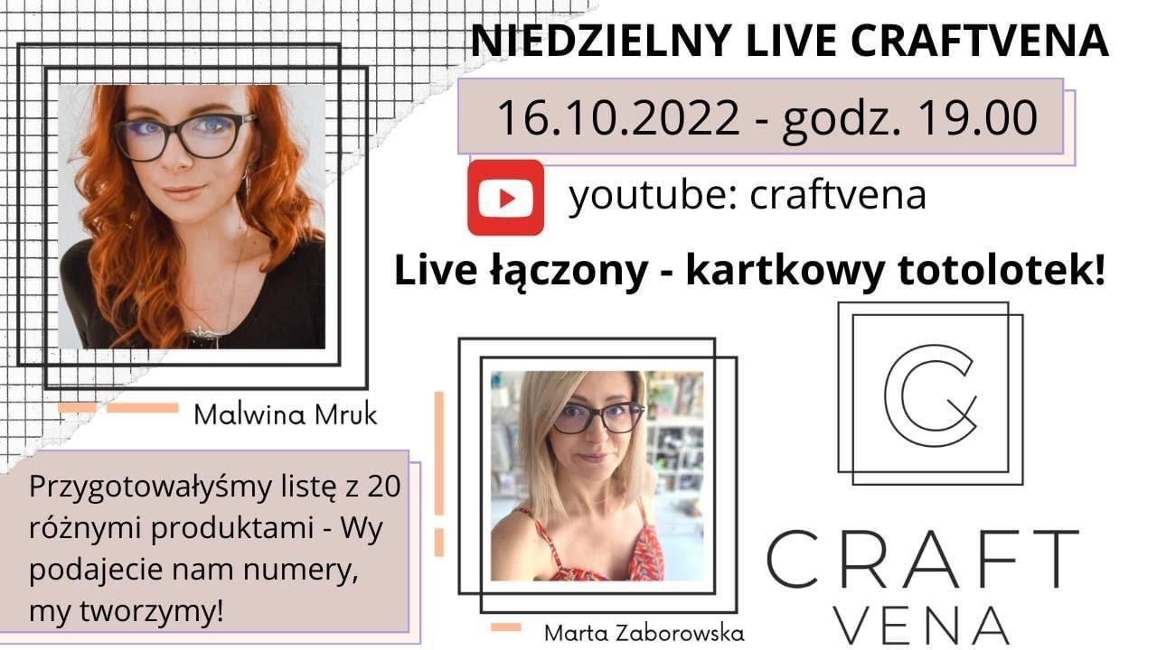 Niedzielny live w CRAFTVENA | Malwina Grabowska i Marta Zaborowska | kartkowy totolotek