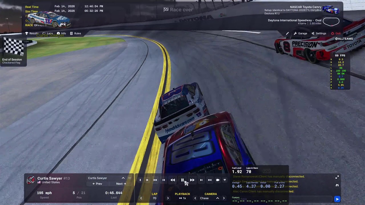IRACING- A-OPEN AT DAYTONA  GREG PULLING A WRECKO MOVE FOR THE WIN...