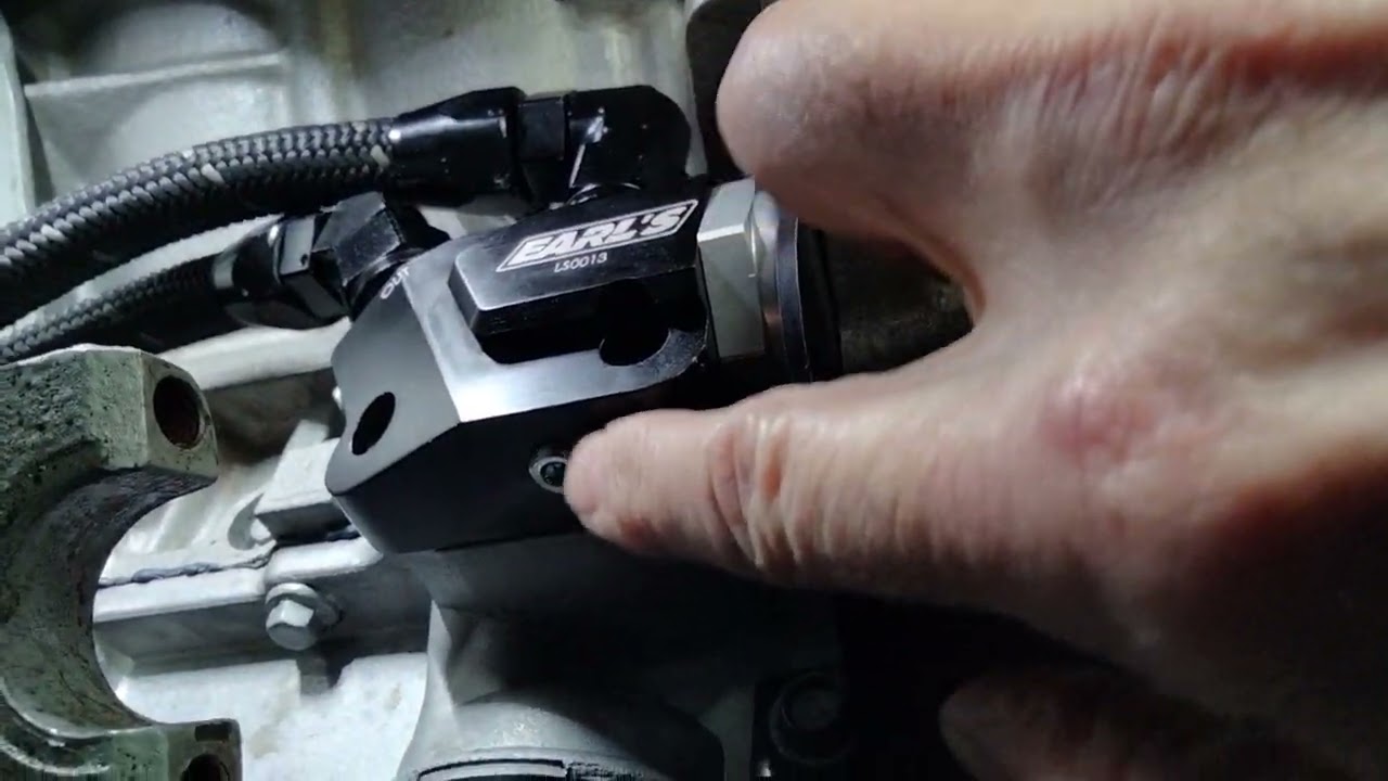 Earl's oil cooler takeoff for LS engine