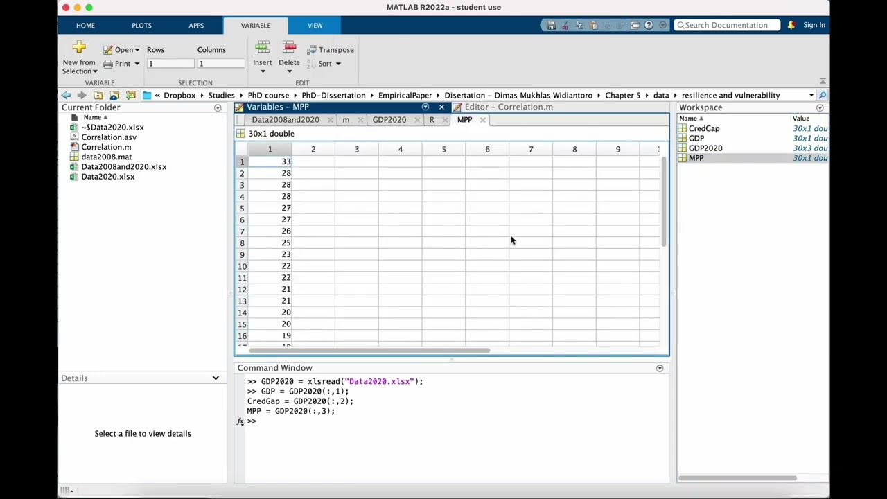 How to define variable in Matlab - beginner level