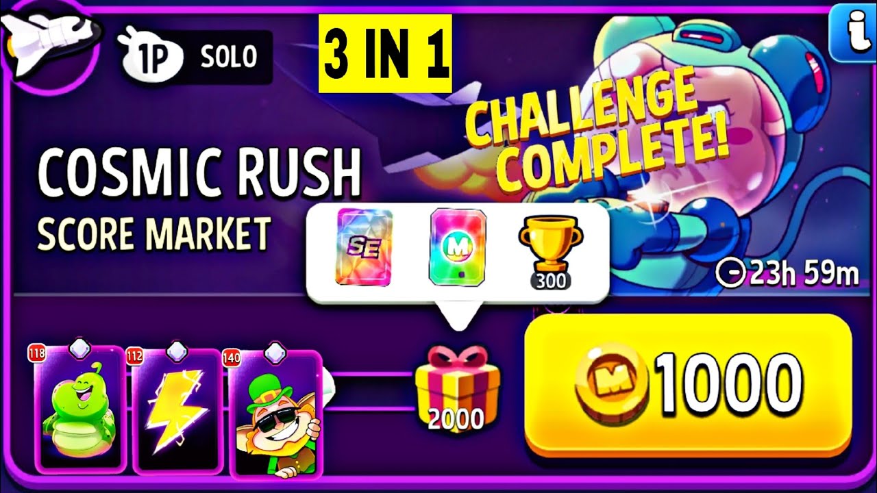 Coins solo cosmic rush score market | 3 IN 1 | match masters | score market blow em up