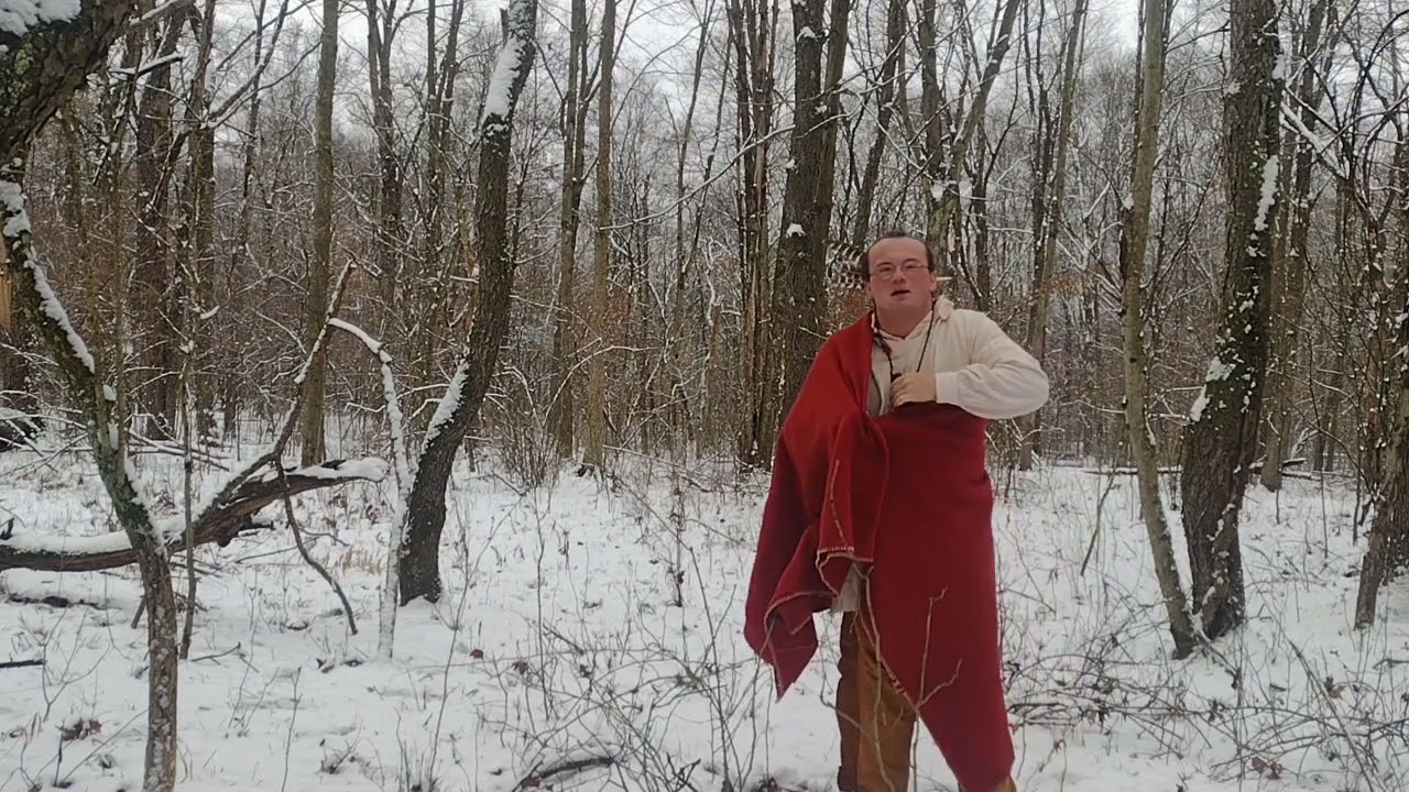 Eastern/woodland Native American dress in the winter time.