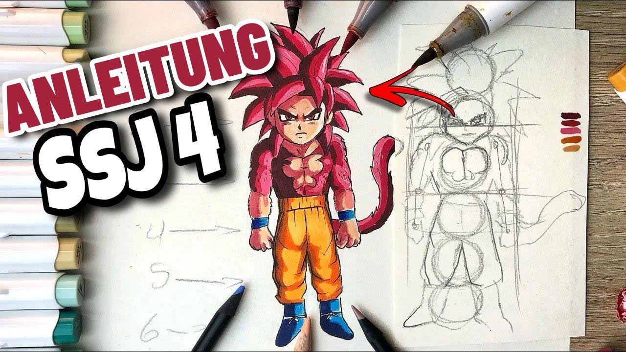 So zeichnest du GOKU SSJ 4 aus Dragon Ball Daima – Schritt für Schritt zum Komplettbild!