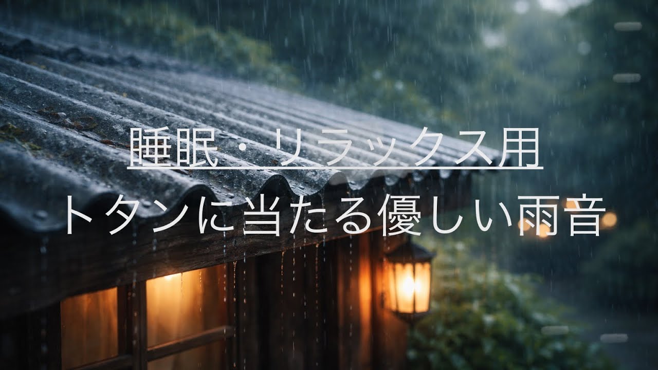 【睡眠・リラックス用】トタン屋根に降るやさしい雨音｜静かな夜の環境音