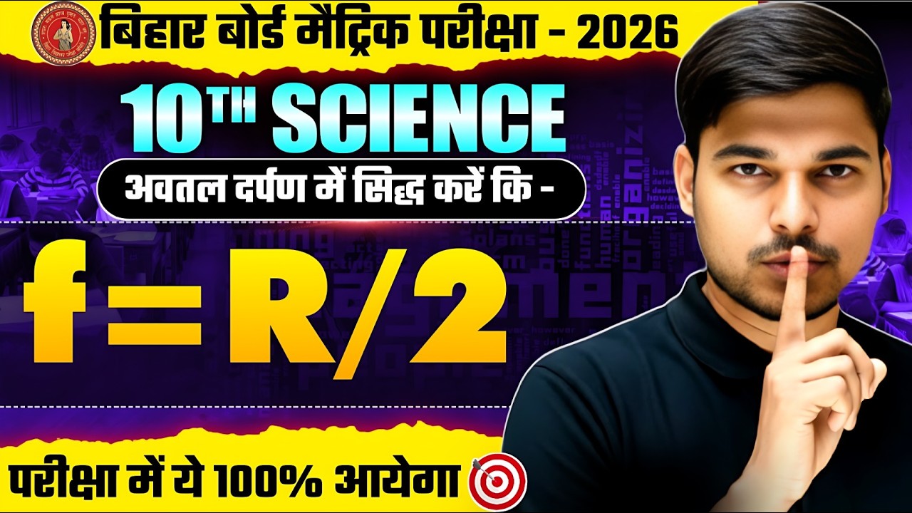 दर्पण सूत्र F=R/2 | Science Class 10th Prove In F=R/2 | f=r/2 Proof In Hindi Class 10th Uttal Darpan
