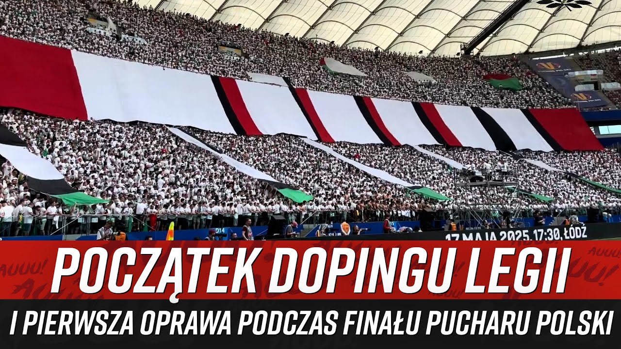 Początek dopingu Legii i pierwsza oprawa podczas finału Pucharu Polski (02.05.2025)