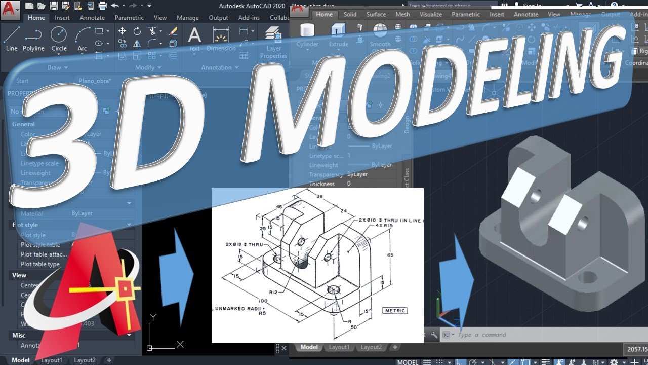 Draw 3D Solid in AutoCAD for Beginners- 3D AutoCAD practice drawing- Box, Cylinder, Presspull,Fillet
