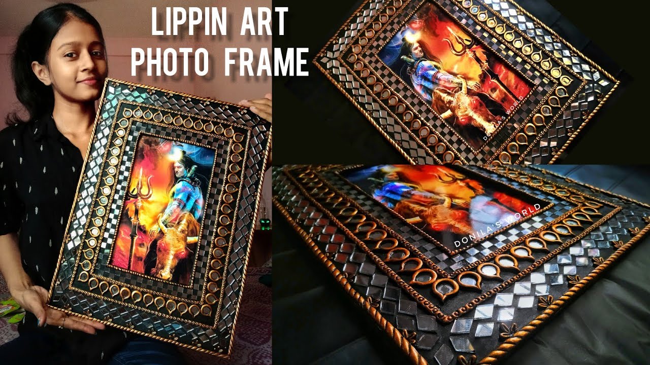 DIY LIPPIN ART PHOTO FRAME | CARDBOARD PHOTO FRAME | LIPPIN ART USING CLAY HANDCRAFT IDEAS