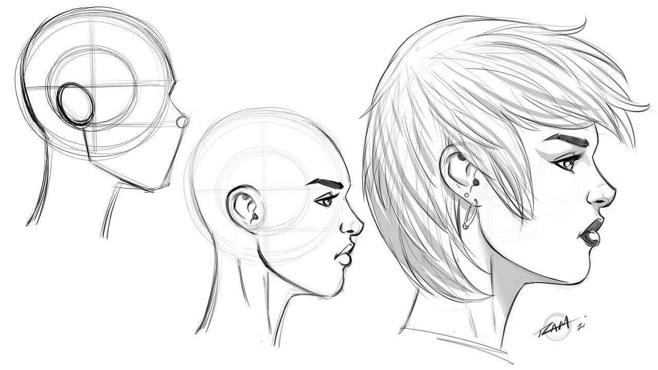 Drawing a Female Face Step by Step - Profile View