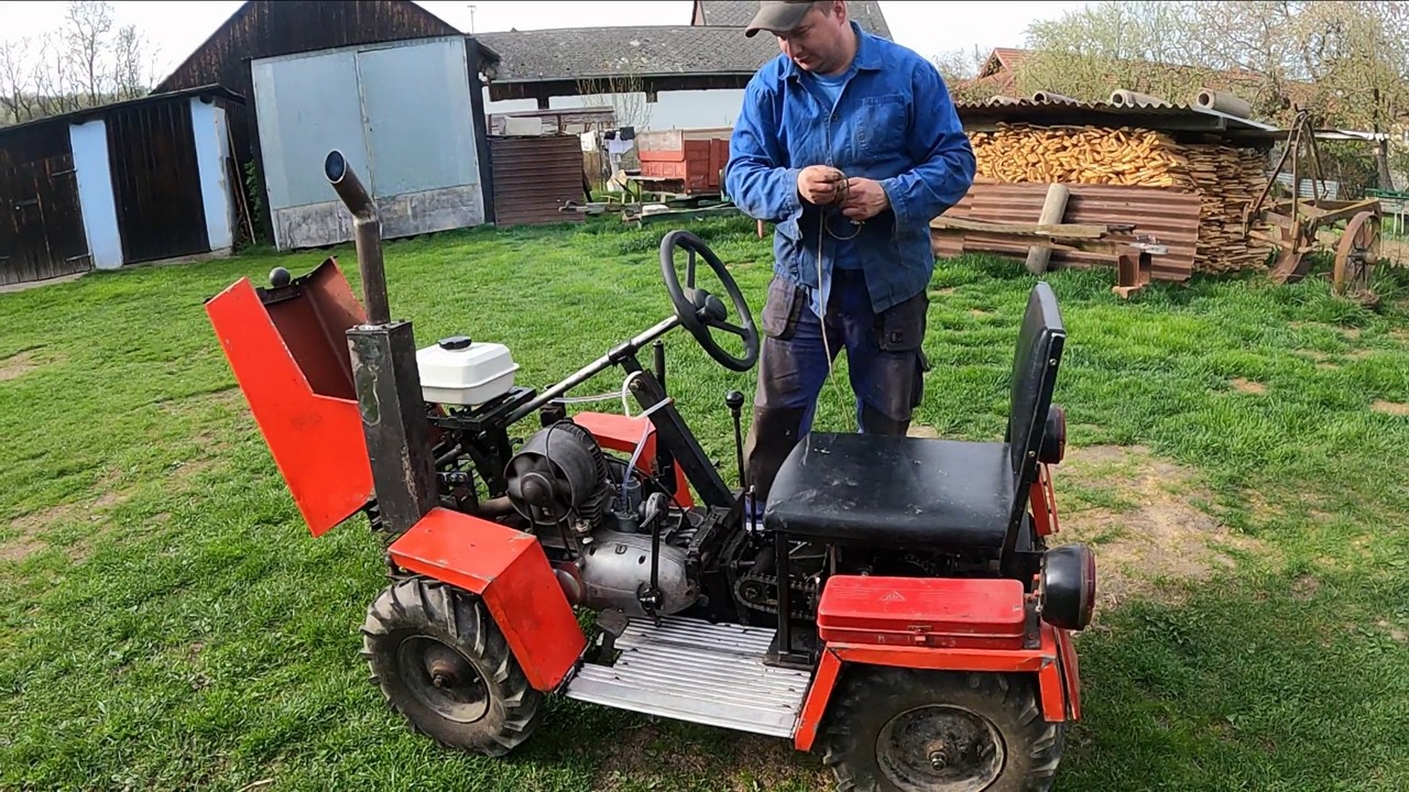 Traktůrek Oleško jede s motorem ČZ 175/505 zapalování STIHL