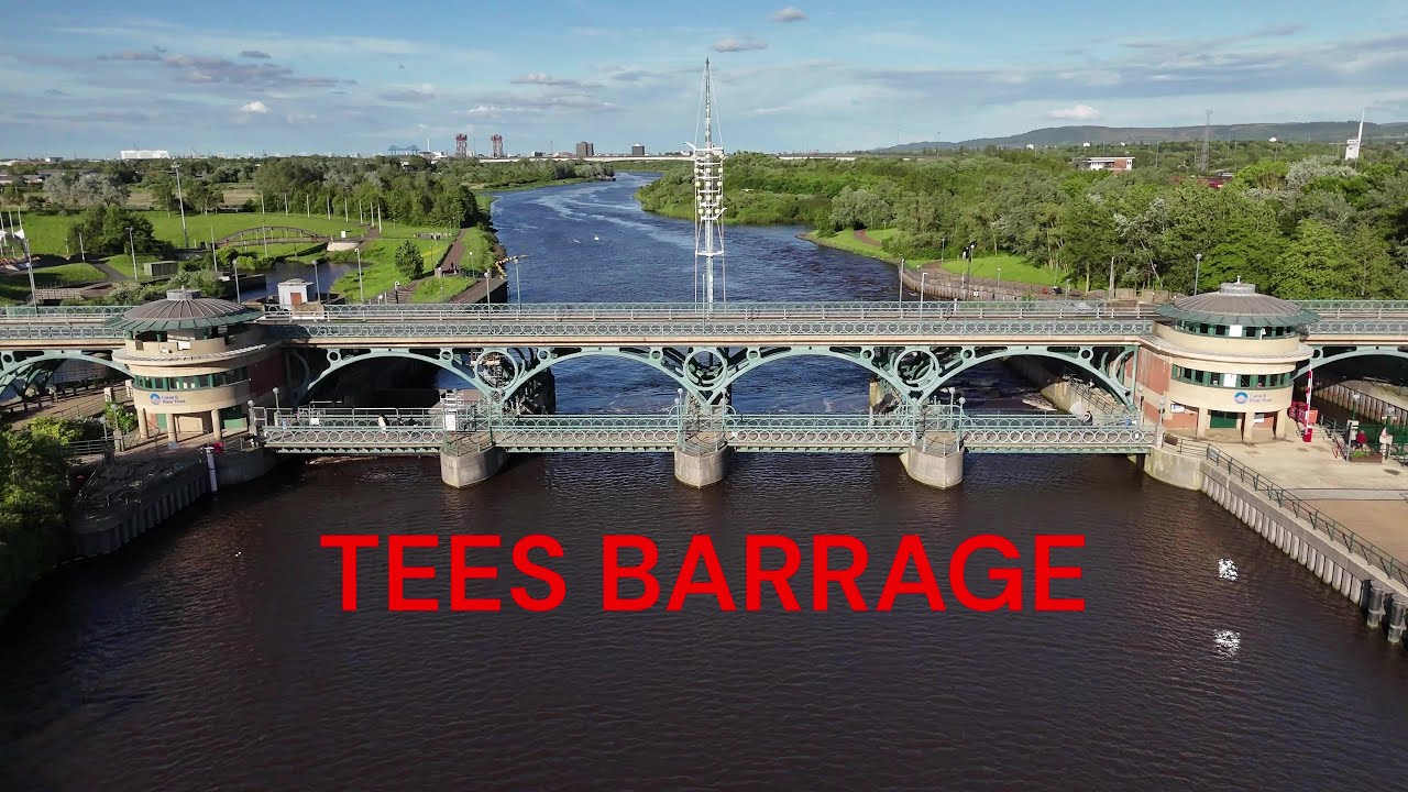 Tees Barrage, Stockton-on-Tees 4K drone footage 2024