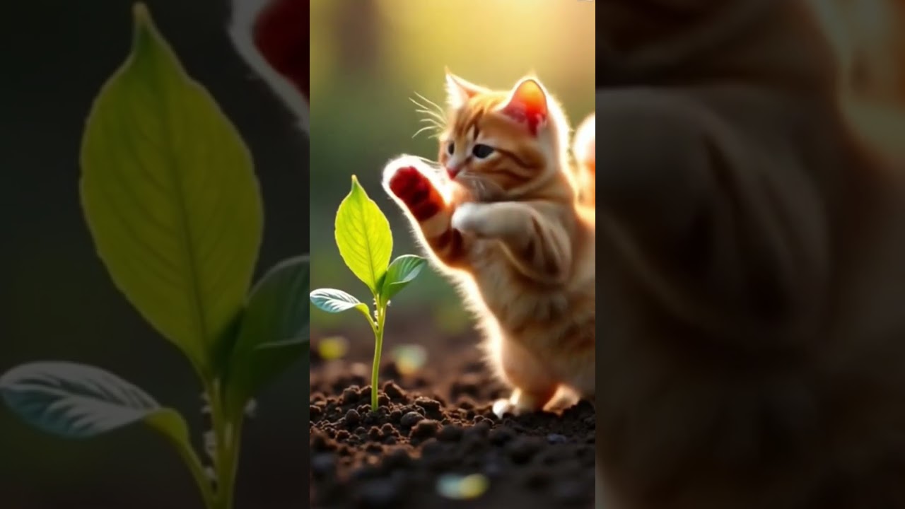 "The Cat and the Magical seed"The cat found a whole seed, the journey from plant to fruit ripening👍