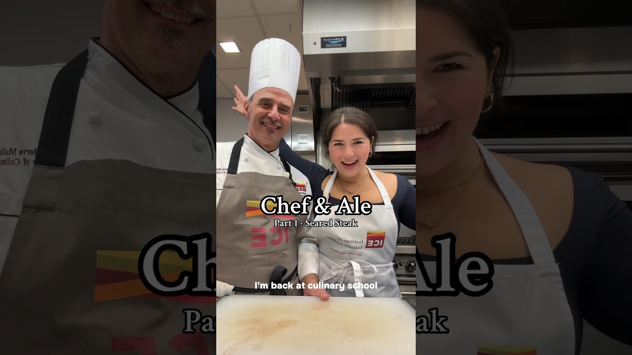 IM BACK AT CULINARY SCHOOL with my Instructor teaching you how to sear a steak!🥩 #culinaryschool