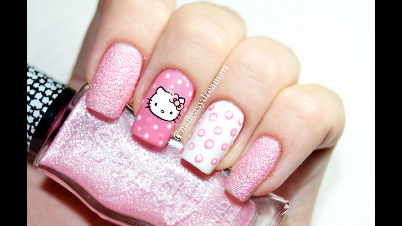 Hello Kitty Nails & Dotting Tools Nail Art | Маникюр в горошек дотсом