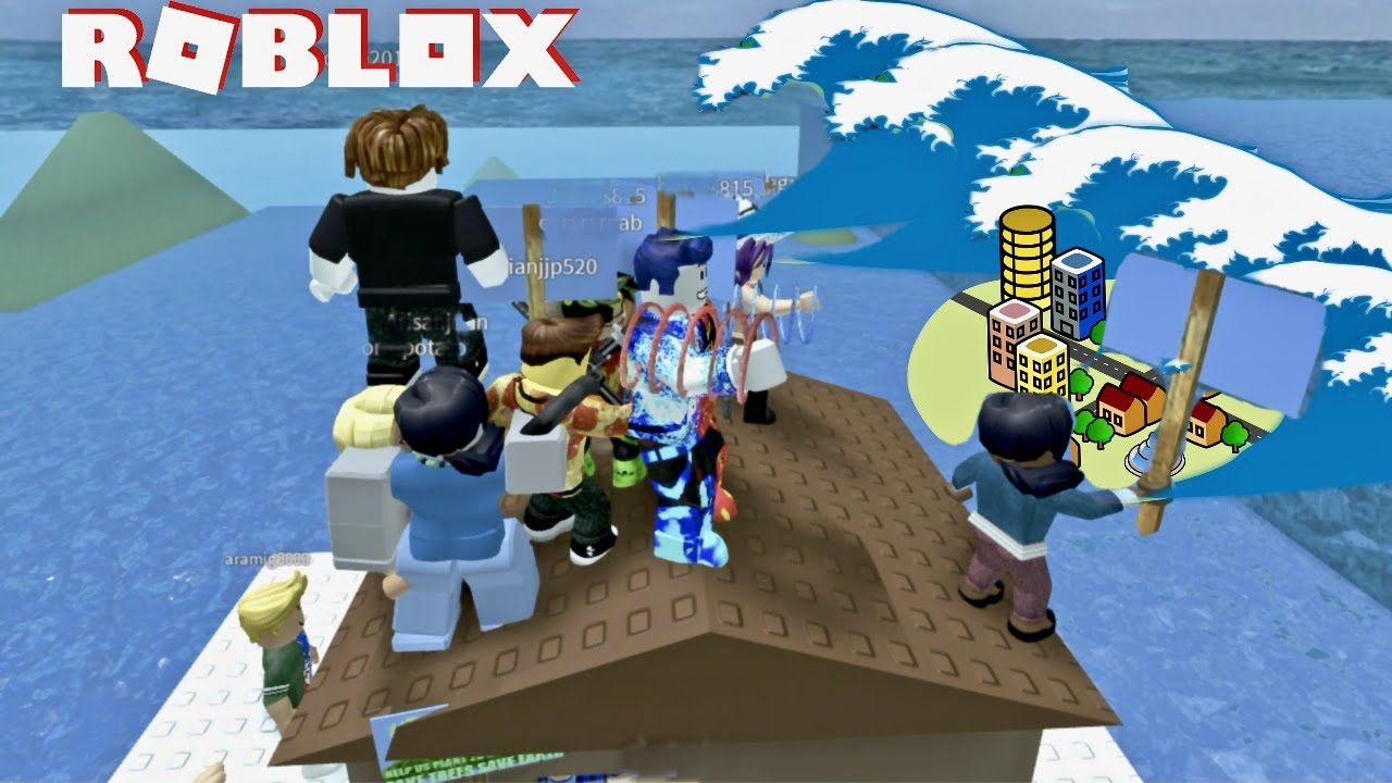 Playing Roblox Tsunami Survival and Not Falling in the Water