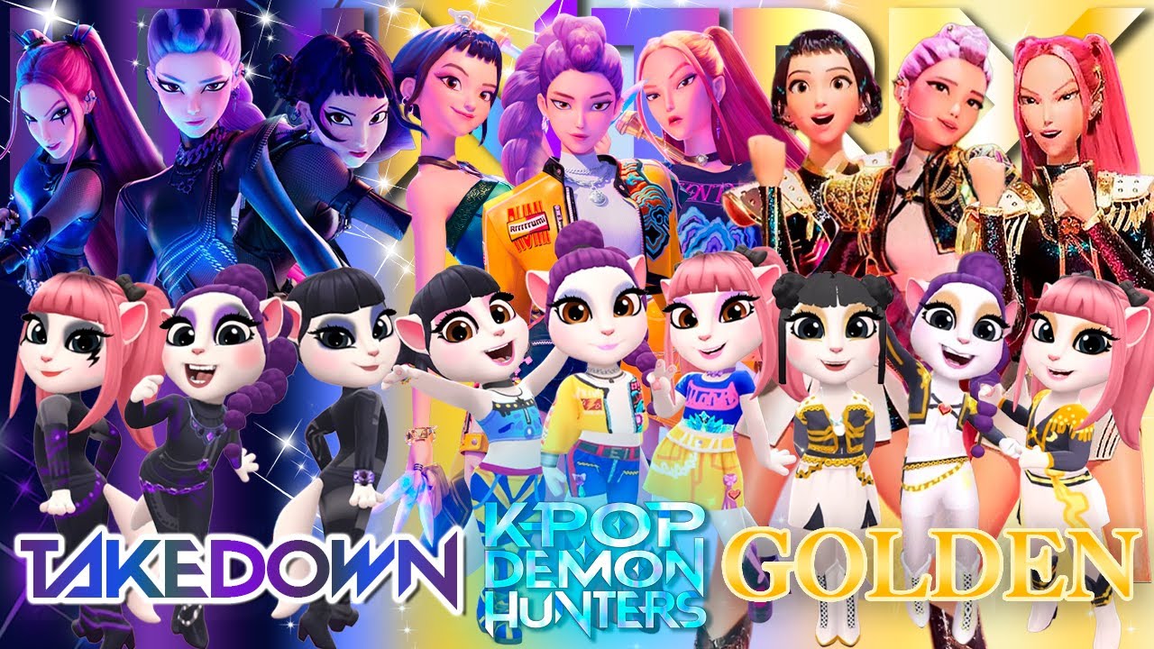 😈🎵 My Talking Angela 2 | K-POP DEMON HUNTERS | Huntrix | Takedown VS Golden | Cosplay ⚔️🔥