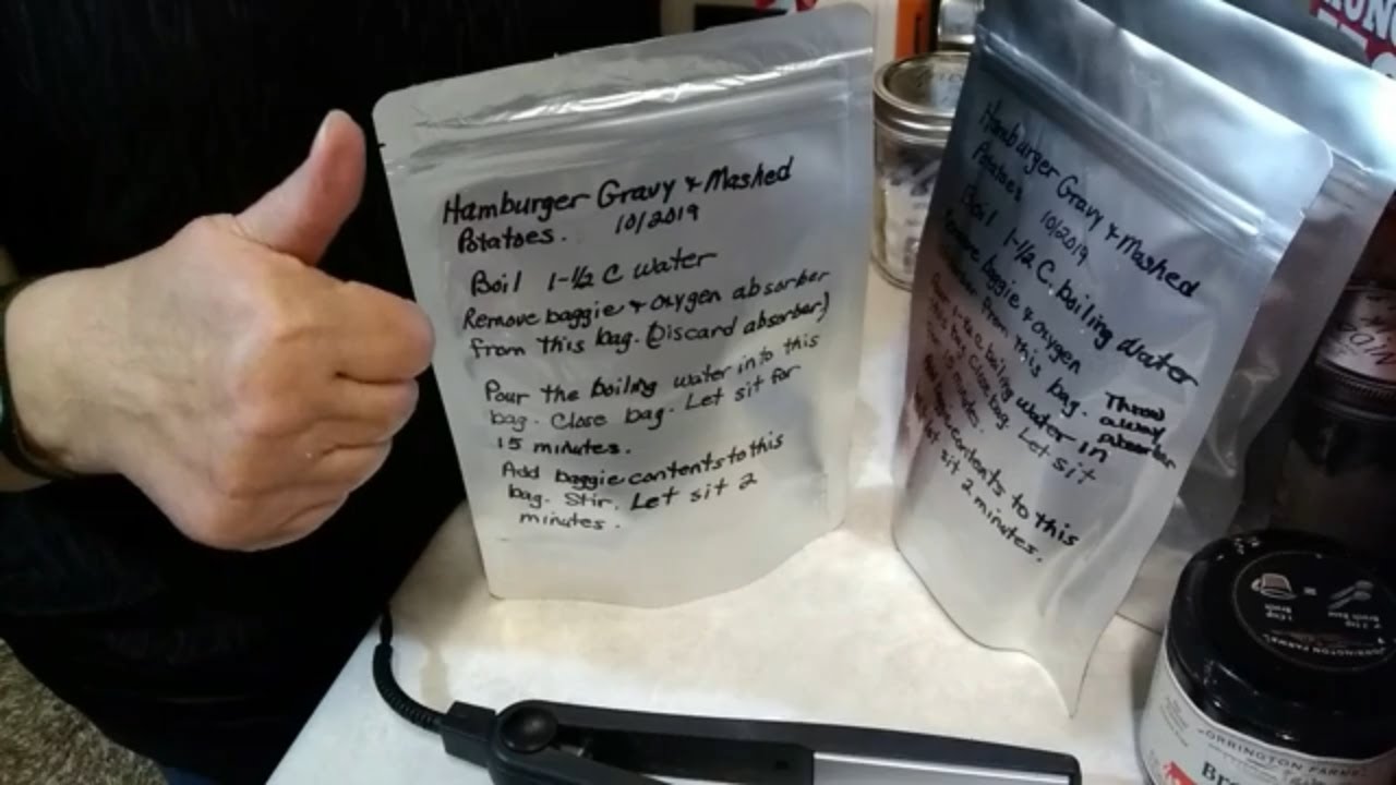 Meals in a bag: Hamburger gravy and mashed potatoes | Just add water! DIY MREs and emergency foods