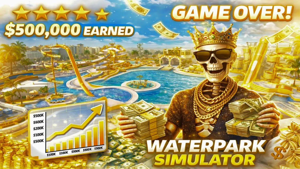$500,000 EARNED💰 5 STAR WATERPARK 😱  | Waterpark Simulator GAME END | #simulation #simulator  |