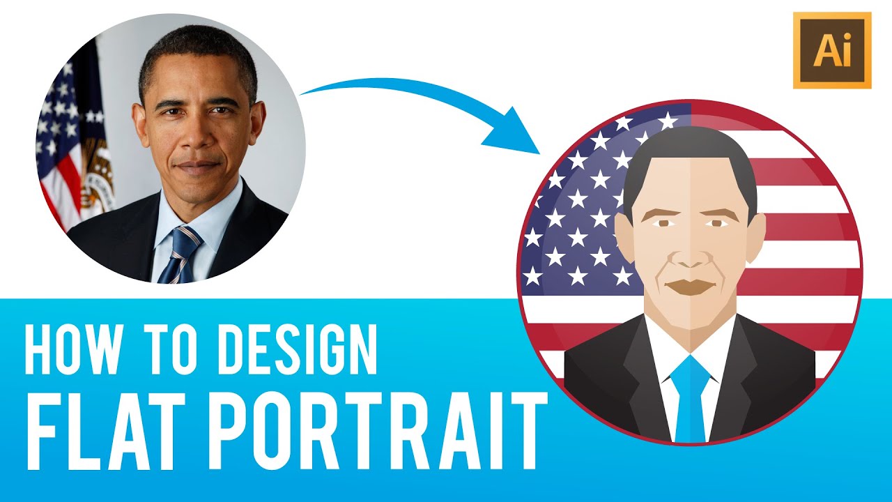 Adobe Illustrator Tutorial: How to design Simple Flat Portrait from the Image