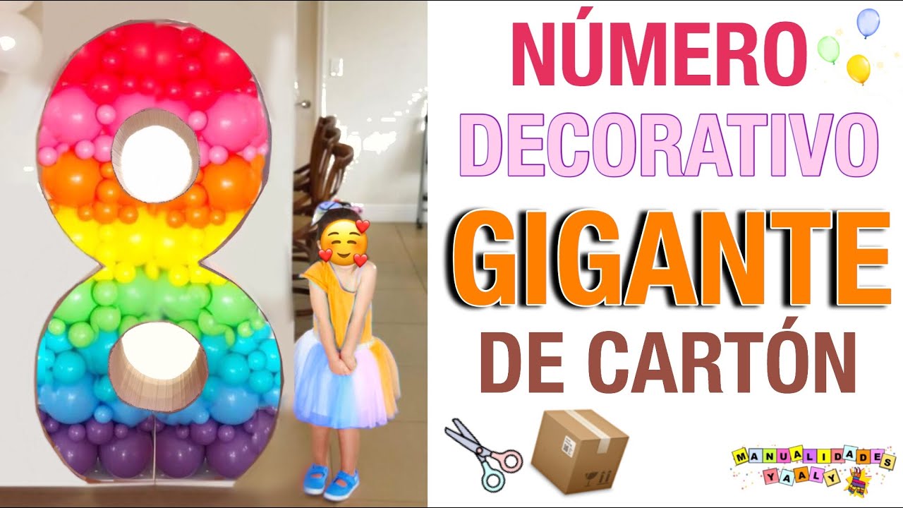 🌟CÓMO HACER ESTRUCTURA DE NÚMERO PARÁ DECORACIÓN SOLO CON CARTÓN|| GIGANTE 1m.50 🎁