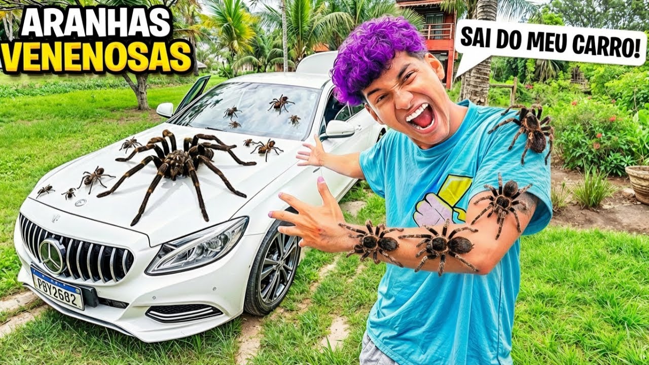 MEU CARRO TÁ INFESTADO DE ARANHAS VENENOSAS 😱 *fui picado? 