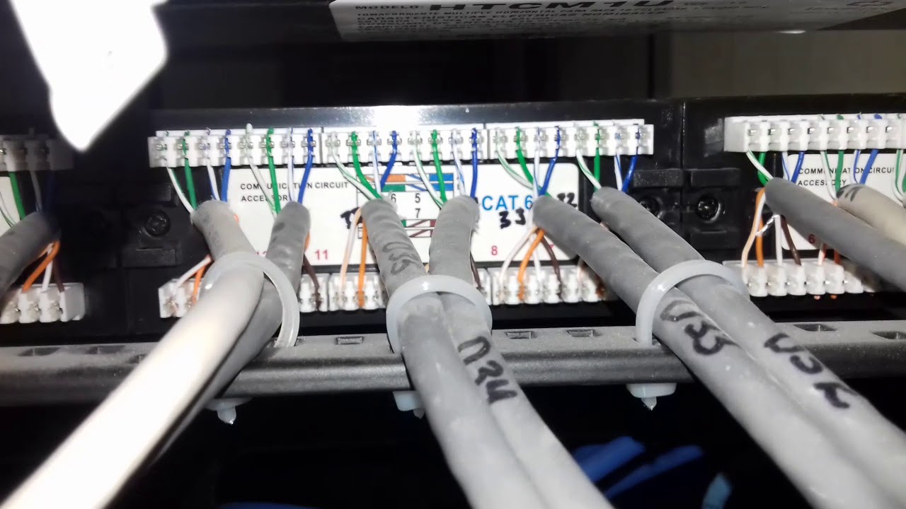 Panel de parcheo y Organizadores en un Rack