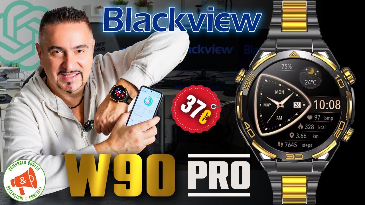 Smartwatch BLACKVIEW W90 Pro Orologio con Intelligenza Artificiale GPS e Bussola di Precisione 37EUR