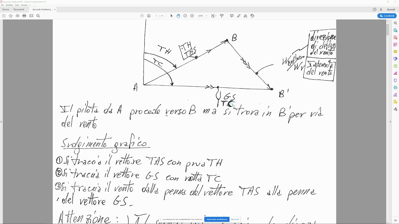 Secondo Problema del vento Parte Prima: Metodo Grafico