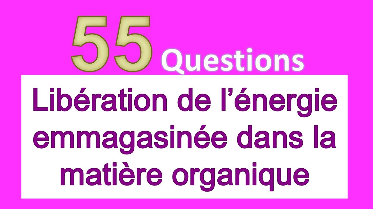 Concours ISPITS. 55 questions: Libération de l’énergie emmagasinée dans la matière organique