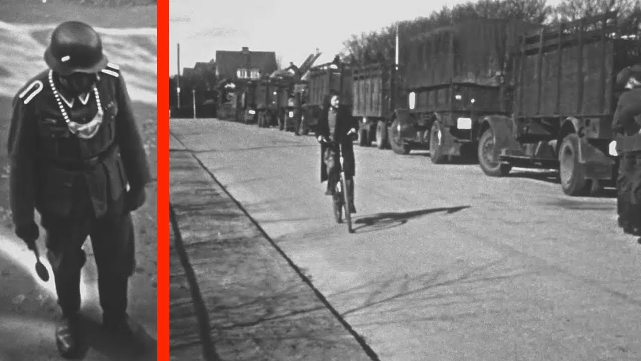 Tyske styrker besætter Viborg ved invasionen af Danmark april 1940 (privatoptagelser)