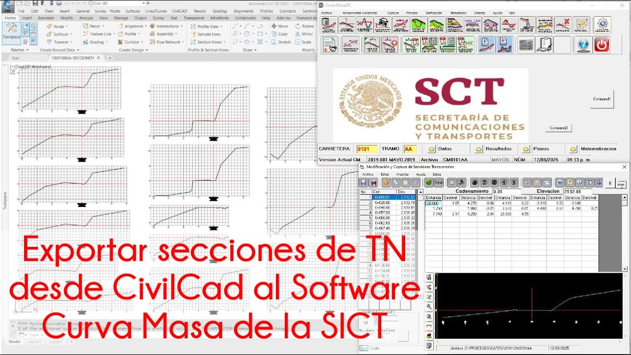 Exportar secciones de terreno desde CivilCad a Curva Masa de la SICT