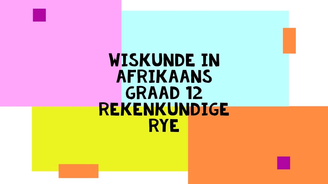 Wiskunde in Afrikaans - Graad 12 - Rekenkundige rye