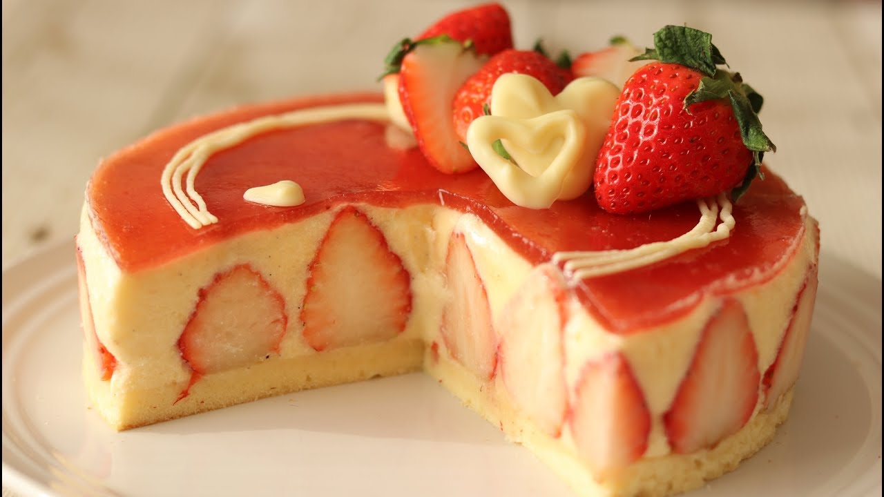 苺のショートケーキ フレジェ Strawberry Cake Fraisier｜HidaMari Cooking