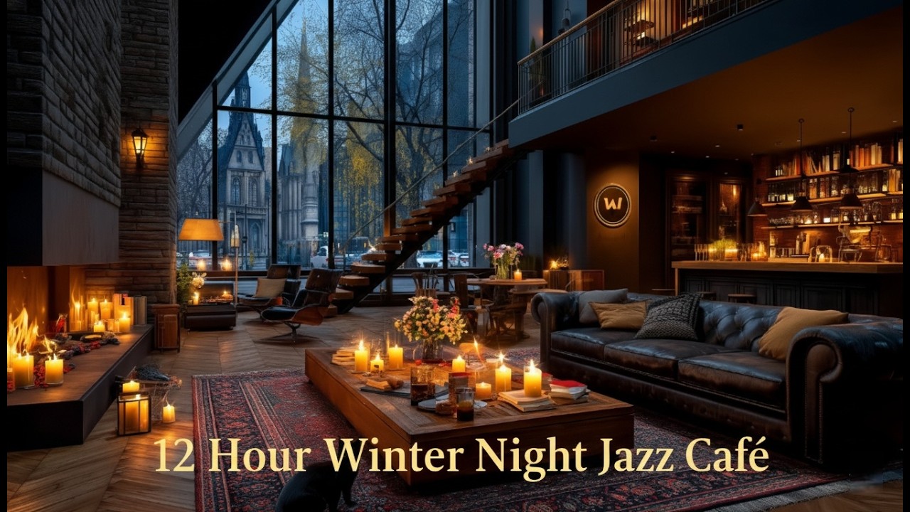 12 Часов Jazz | Зимняя Ночь Café · Заснеженный Лондон, NY & Париж & Уютный Piano Камин | 4K ❄️