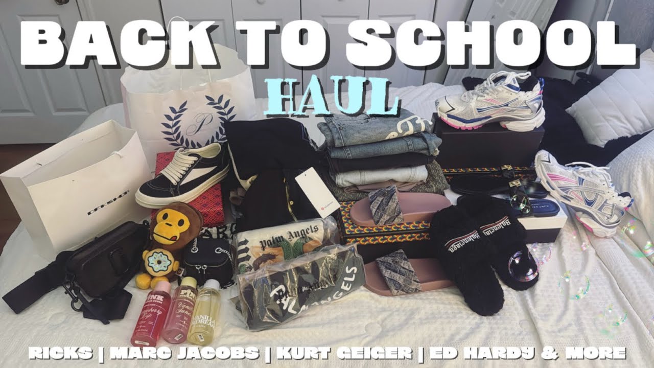 BACK TO SCHOOL HAUL || 2025 || palm angels, rhude, shein, fashion nova, kurt geiger, marc jacob’s