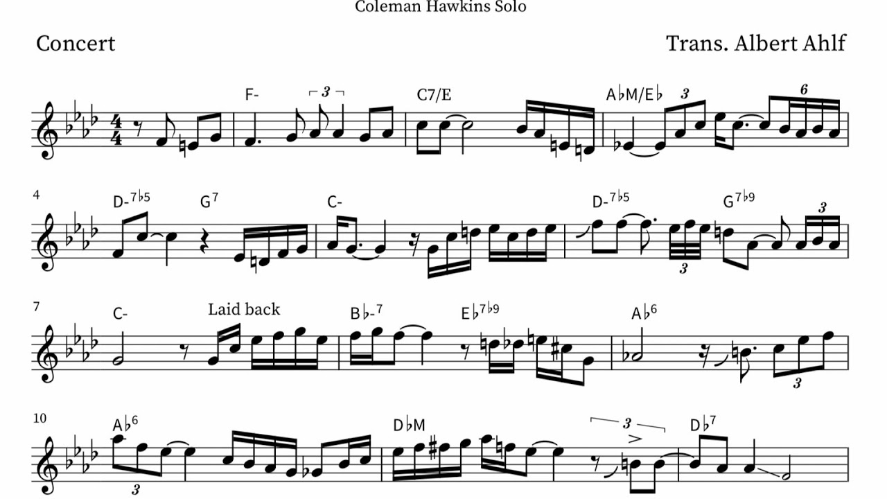 Coleman Hawkins - “How Deep Is The Ocean” Transcription!