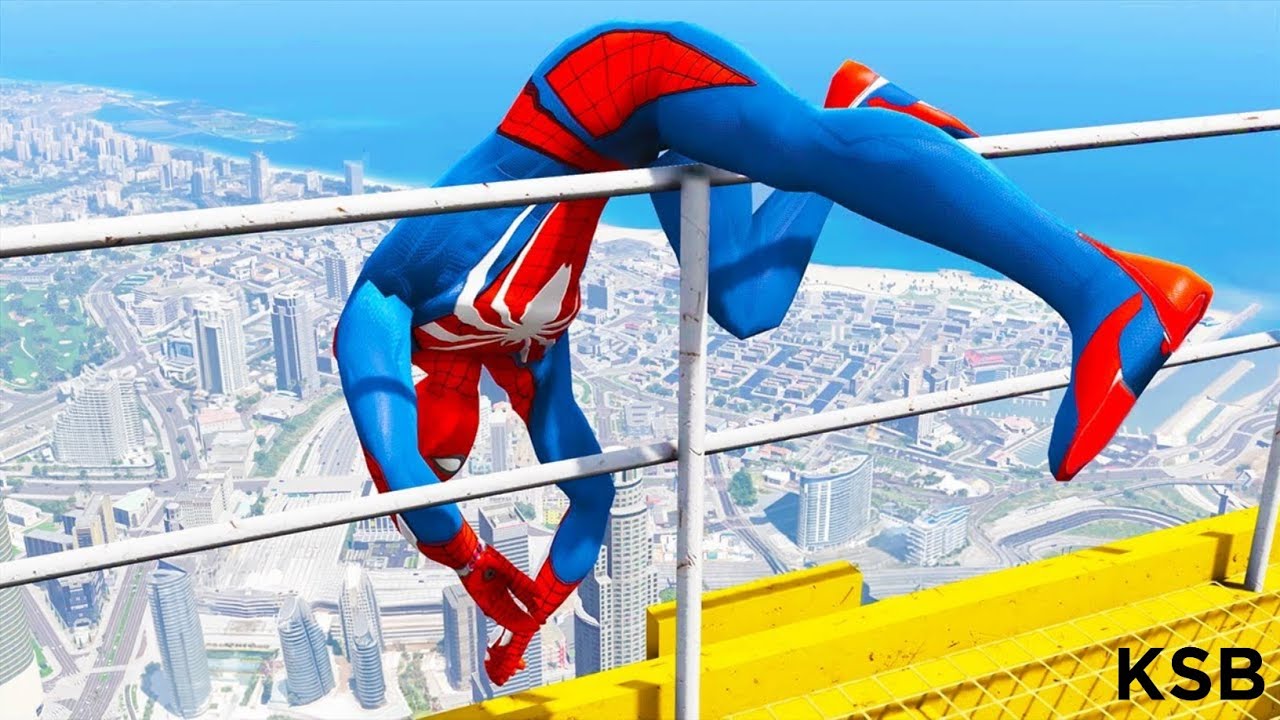SPIDERMAN CRAZY JUMPS/FALLS #5 (GTA 5 Spider-Man Fails)