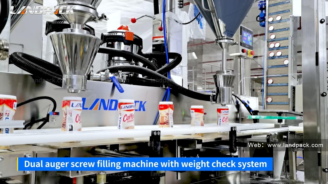 Full Automatic Coffee Mate Powder Bottle Filling Capping Sealing Machine Line #coffeepackaging