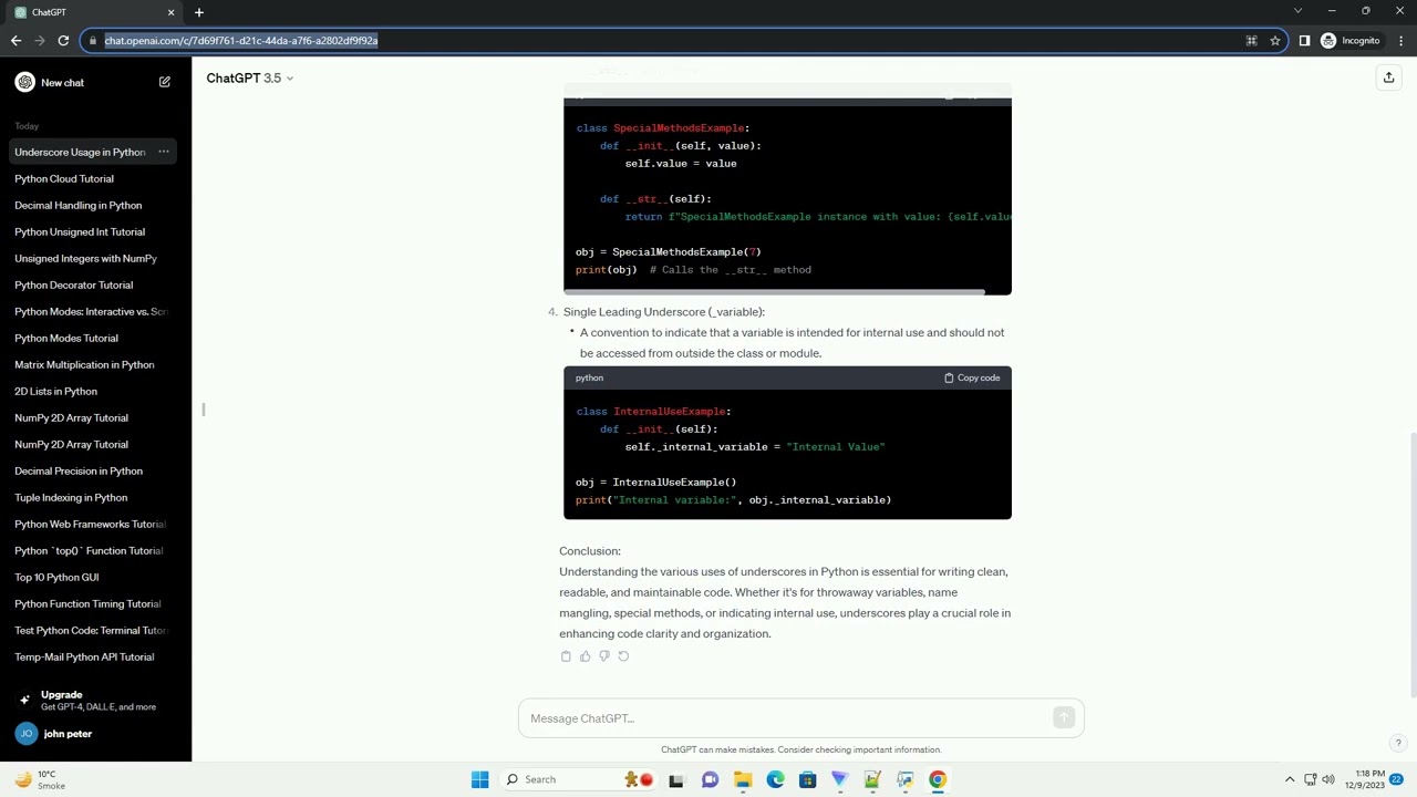 use of underscore in python