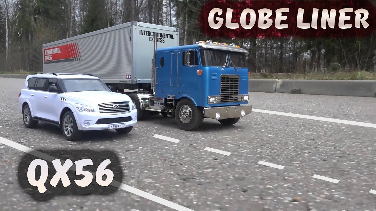 Водитель INFINITI QX56 не поделил дорогу с ДАЛЬНОБОЕМ!!! ... Tamiya Globe Liner RC truck