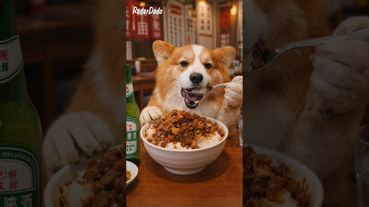 狗狗吃台灣滷肉飯也太幸福 🤤🍚｜吃遍世界美食 🇹🇼🐶Dog Eating Taiwanese Braised Pork Rice 🤤🍚 | World Food Series 🐶🌍