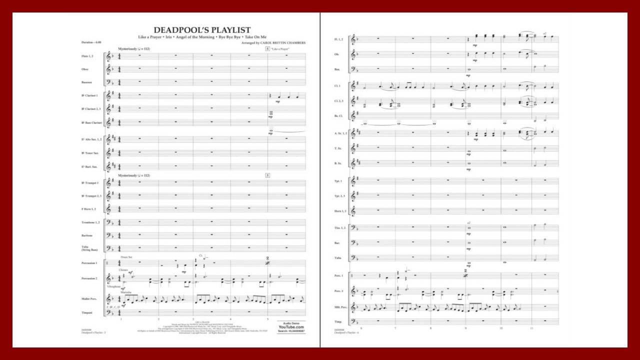Deadpool's Playlist (Like A Prayer, Take On Me & more) | Arr. Carol Brittin Chambers