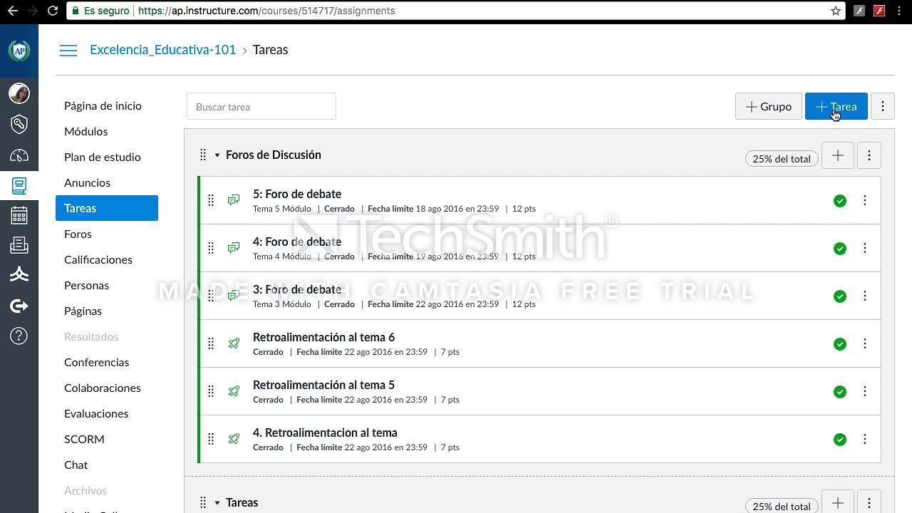 Editar nuestro libro de calificaciones en Canvas LMS