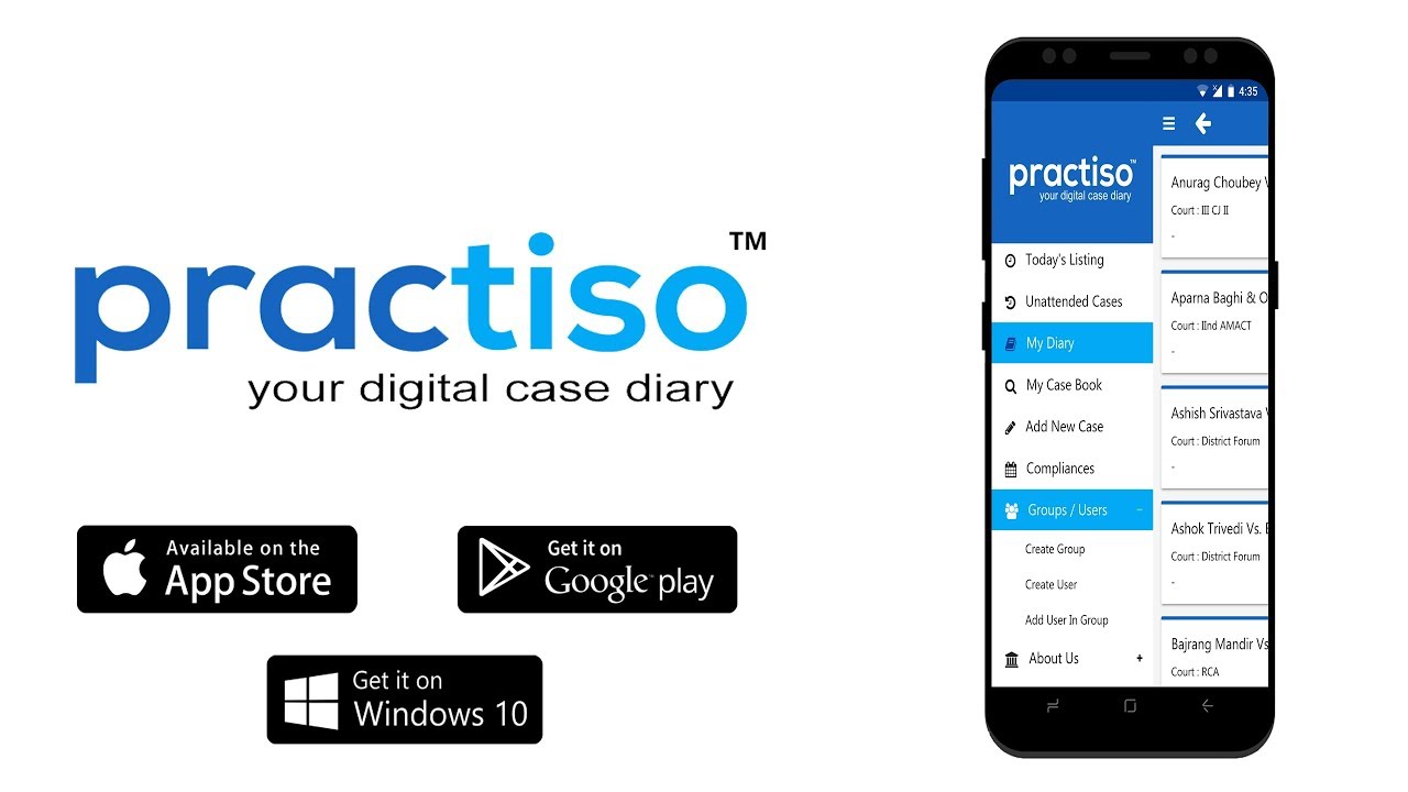 Practiso Tutorial : Advocate Office Management Application using Mobile App