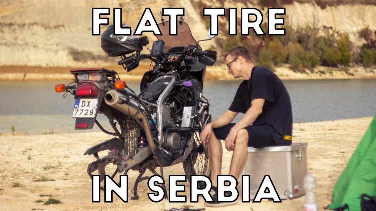 EP1 Overlanding motorcycle adventure on Honda Transalp 600: Flat Tire in Serbia