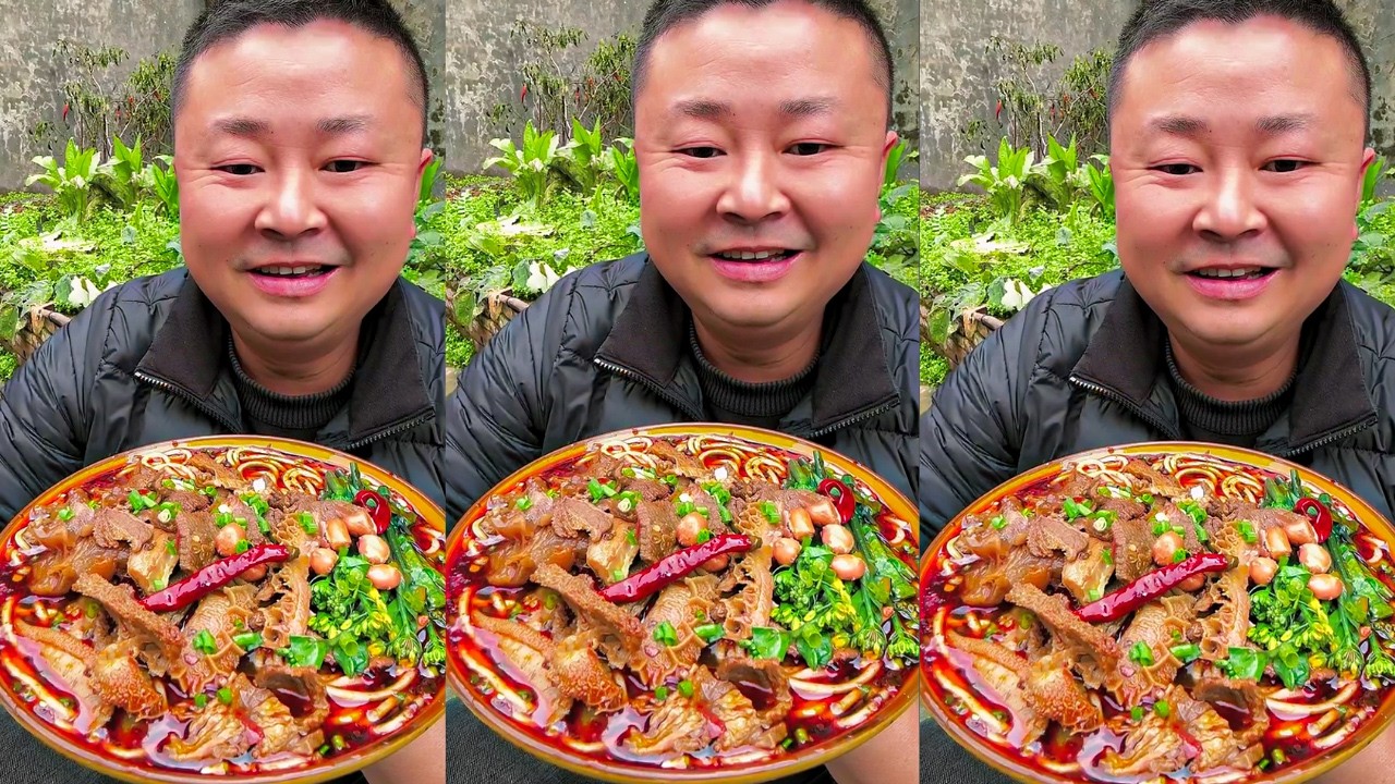Eating with Axing Spicy Beef Noodles Mukbang | Rich Broth and Tender Beef 🍜🔥