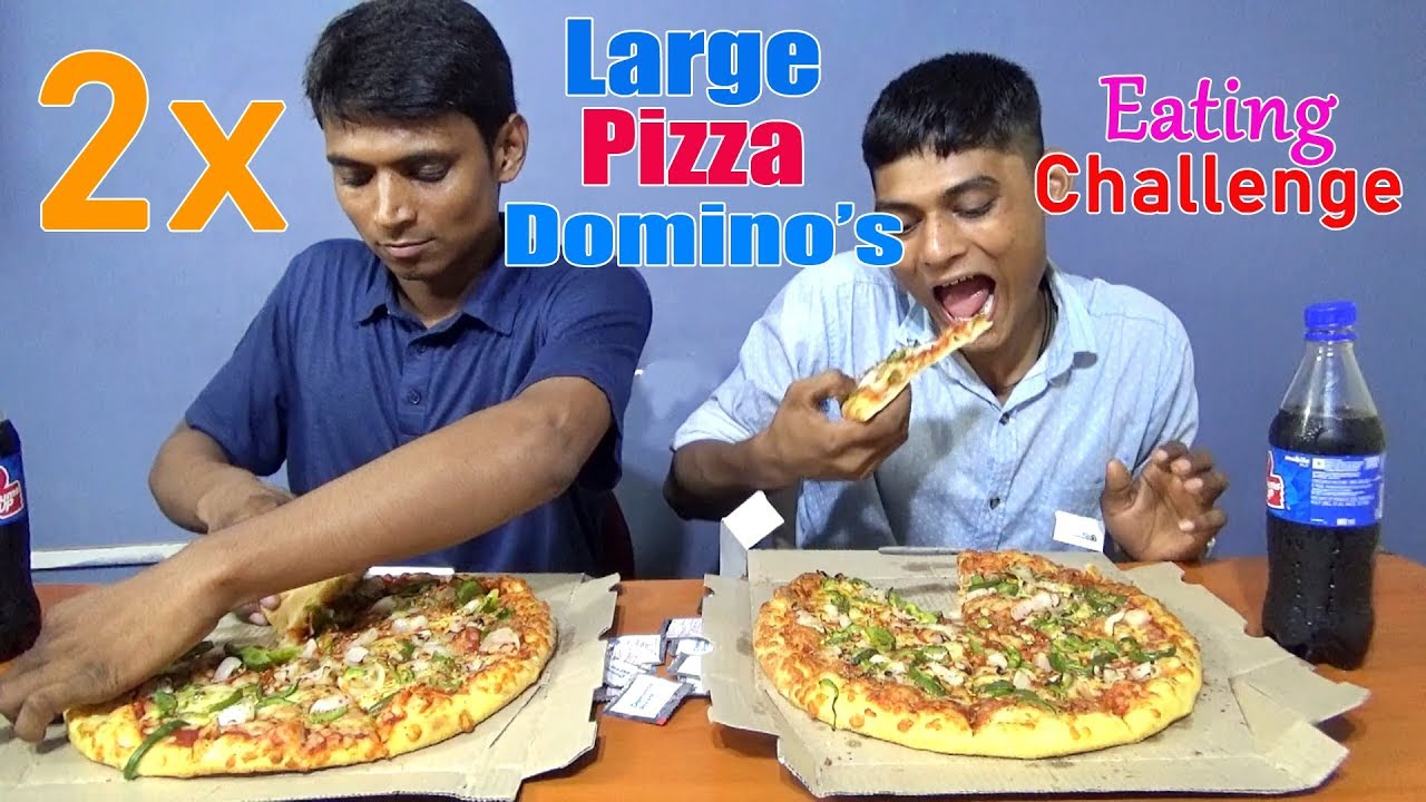 2x Large Domino's Pizza eating Challenge | Pizza Eating Competition | Food Challenge