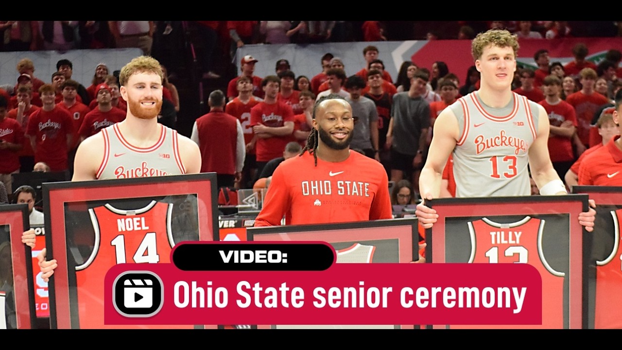 Ohio State basketball senior ceremony Bruce Thornton, Brandon Noel, Christoph Tilly