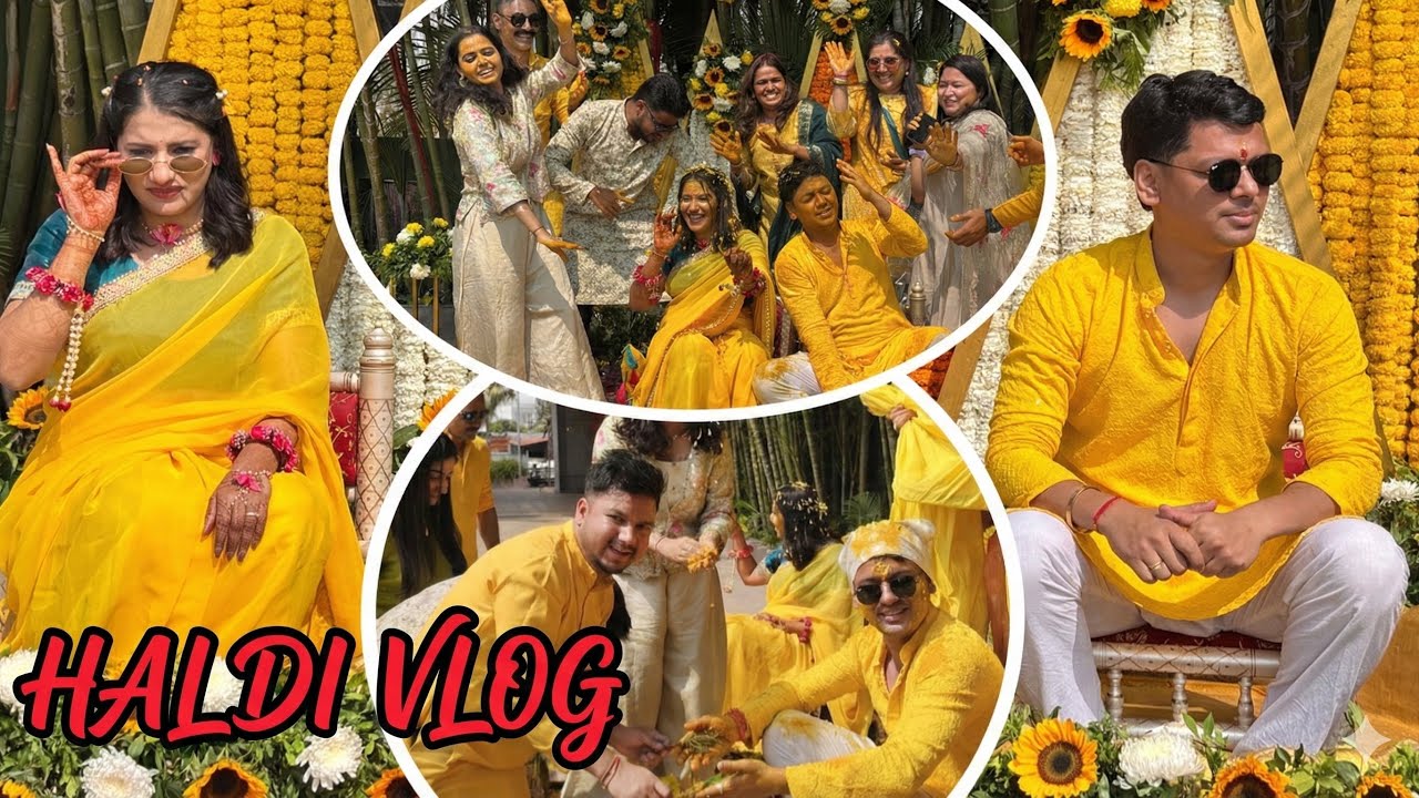 || दूल्हा दुल्हन को साथ में लगी हल्दी और दोनों का Dance||